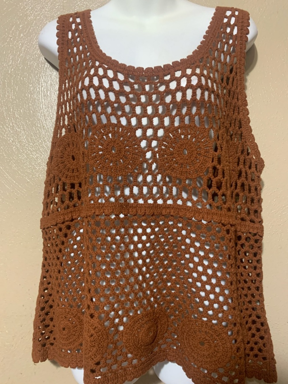 Ultra Pink XL Rust Crochet Tank Top NWT $68